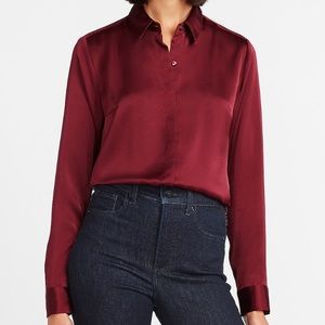 NWT Express Slim fit Burgundy Portofino shirt